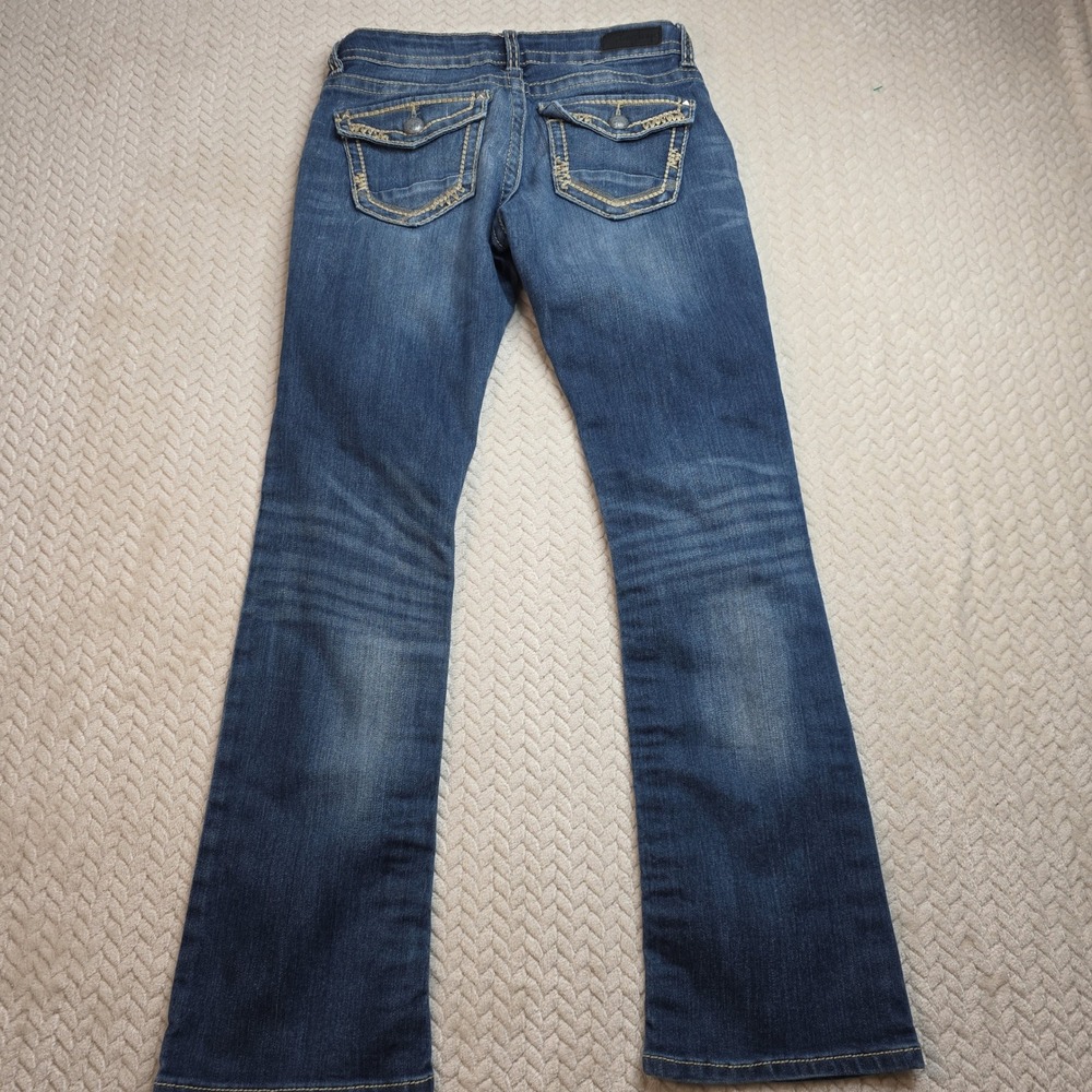 Daytrip Virgo Bootcut Jeans Womens 26R Blue Medium Wash Studded Flap Pocket - Picture 8 of 9
